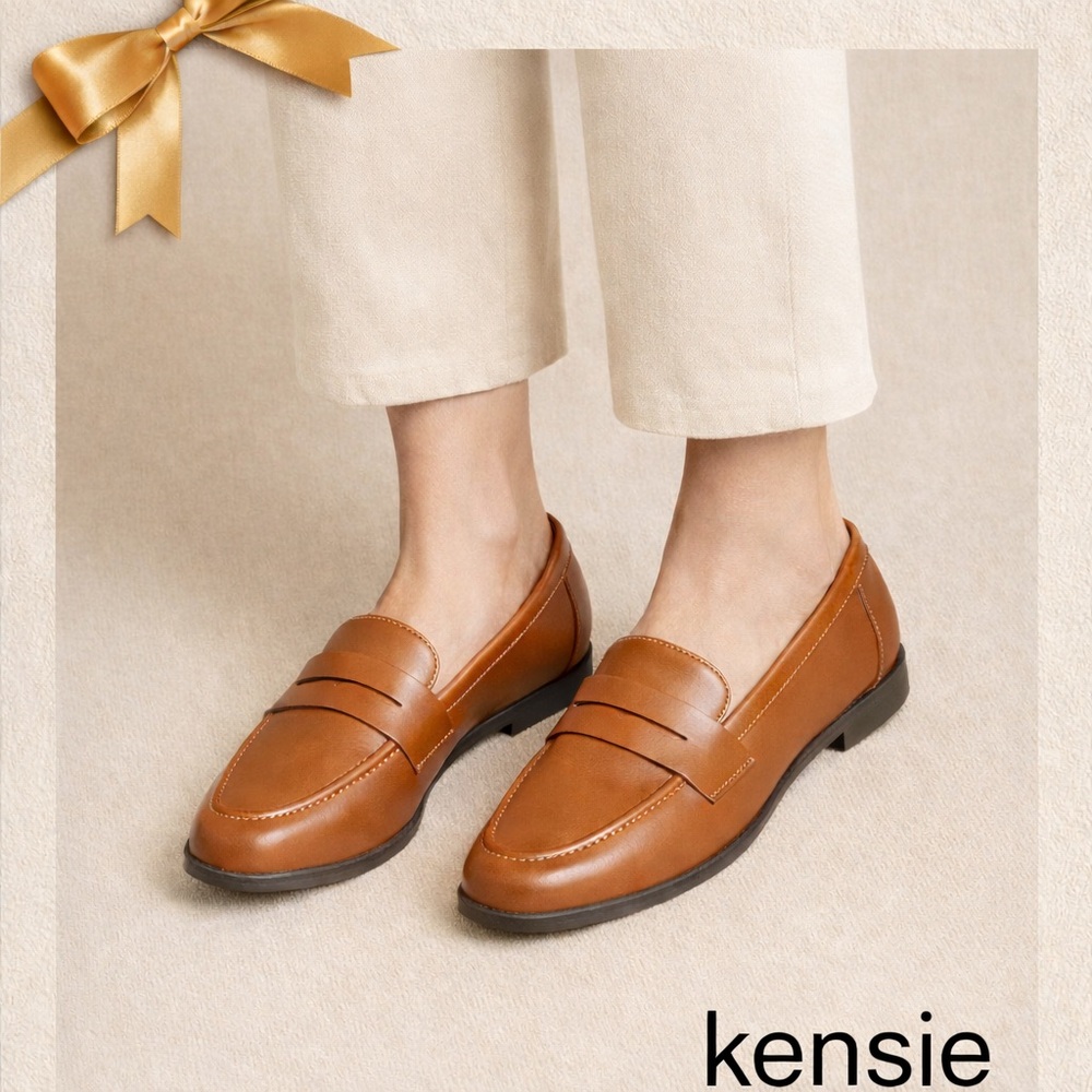 Kensie Gitty Penny Loafers Cognac Brown 6.5M